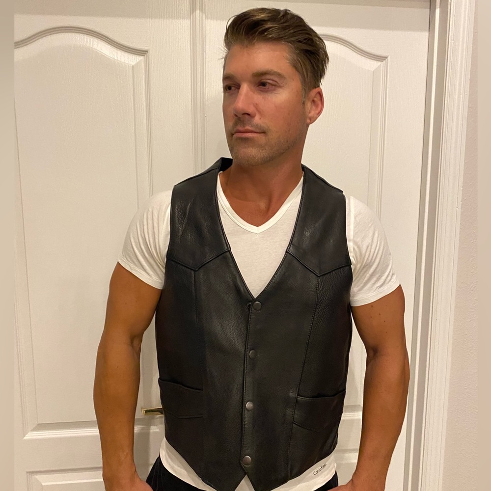 Black leather vest